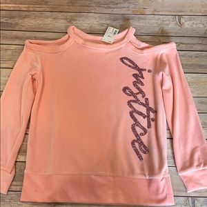NWT Justice Cold Shoulder Velour Top Size 8